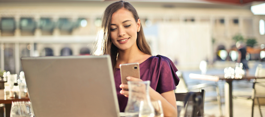 A student using a Smartphone